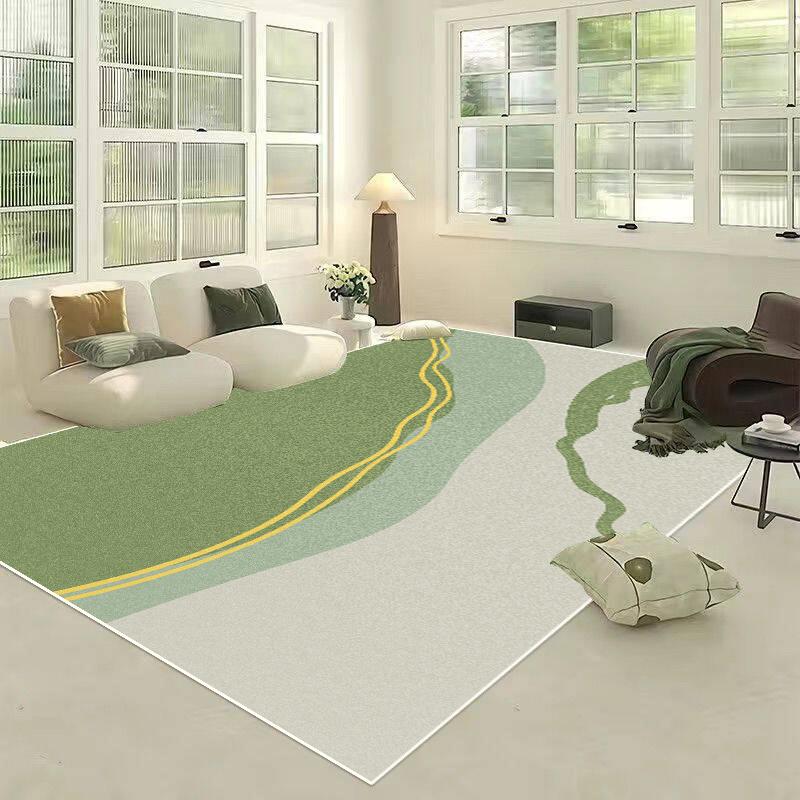Modern Light Luxury Green Rugs for Living Room Abstract Decoration Large Carpets Non-slip Coffee Tables Mat Washable Bedroom Rug