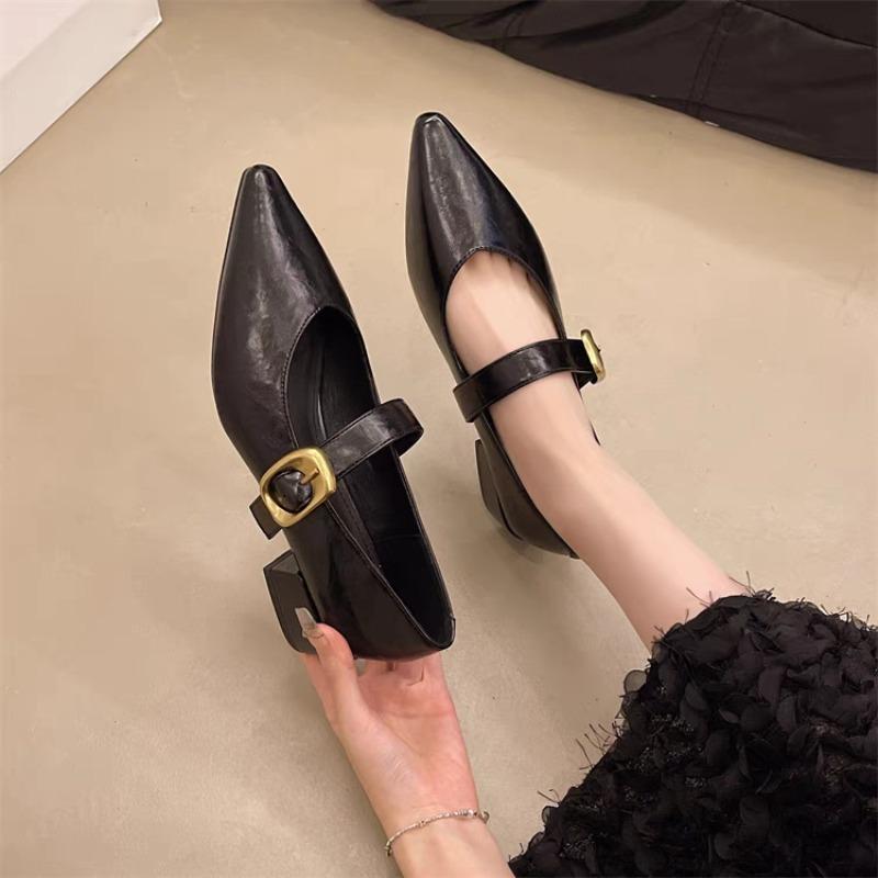 New Style Design High Heeled Mary Jane Pointed Toe Women Single Shoes Leather Comfort Spring Summer Dress Sexy Women's Shoes
