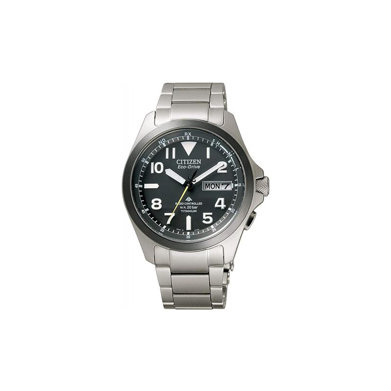 

CITIZEN Eco-Drive Series 2 Radio Wave 200 Meter Waterproof Titanium Sapphire Mirror Watch Solar Quartz Titanium Strap Unisex Black Dial PMD56-2952 чорний