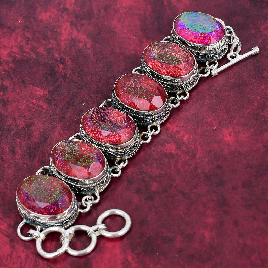 Pink Triplet Opal Bracelet, 925 Solid Sterling Silver Gemstone Jewelry, Handmade Bracelet, For Thanksgiving
