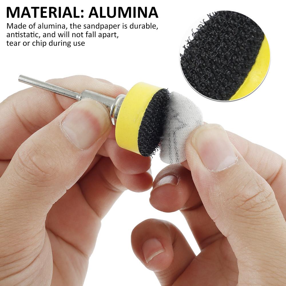 142 bucăți 25 mm sortiment de șmirghel set de discuri de șlefuit instrumente de lustruit tampon de șlefuit cu tijă de 1/8 inch pentru instrument de curățare de lustruit