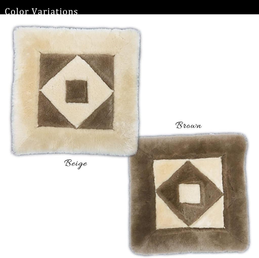 FURFURMOUTON High-Density Sheepskin Seat Cushion, European Design, High-Low Type, for Living Rooms, Chairs, and Cars (43x43cm, Beige)