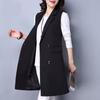 Korean Fashion Women's Sleeveless Blazer Vest - Autumn Casual Loose Long Waistcoat, Solid Color Office Lady Outwear
