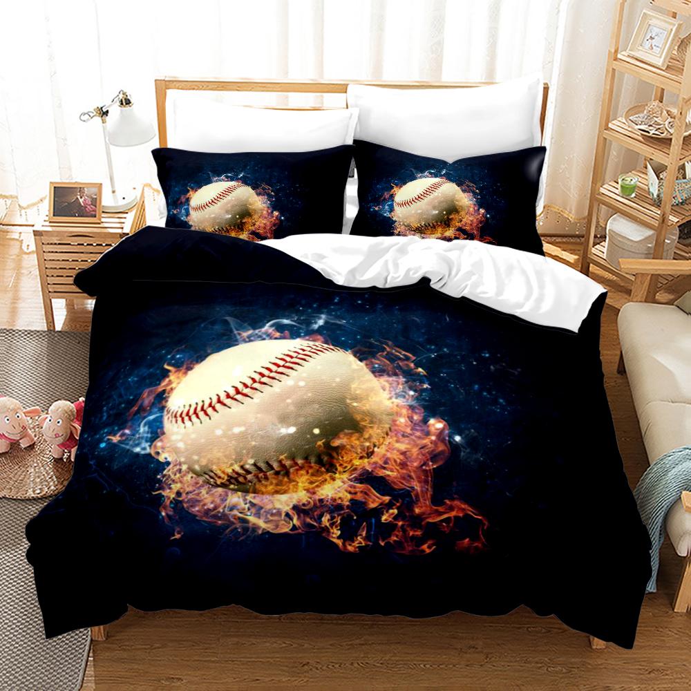 Baseball Sport Bettwäsche Set Bettbezug Kissenbezug 100% Polyester 3D Bettdecke Digitaldruck Steppdecke Bezug King Size für Jungen