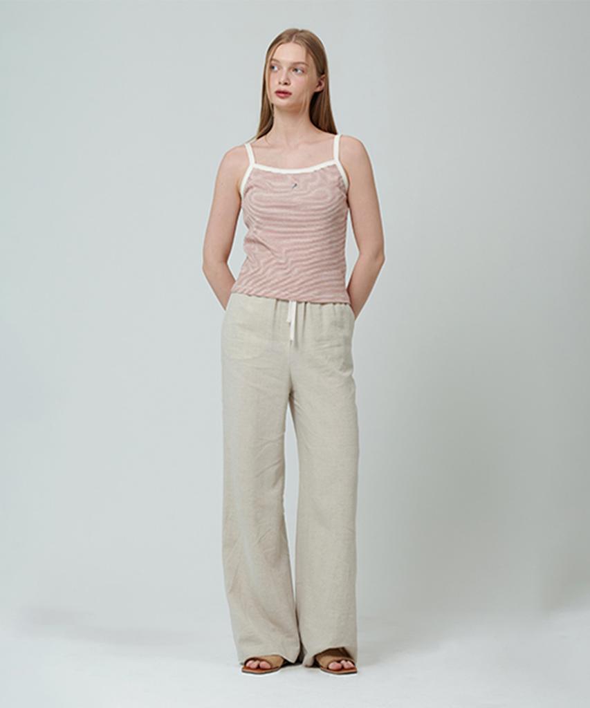 PINBLACK Contrast Tape Straight Pants Beige