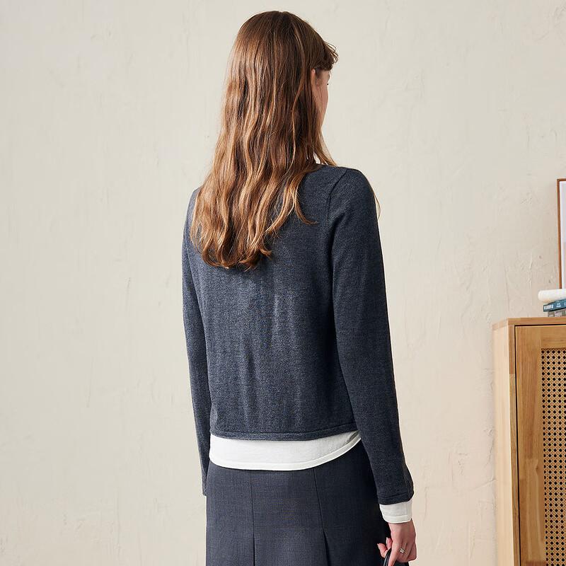 Women's Faux Two-Piece Fine Wool Sweater