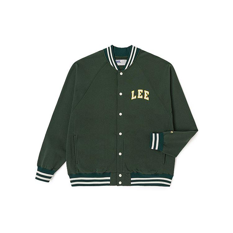 Jachetă Baseball Confortabilă cu Guler Baseball, Mânecă Raglan, Logo Brodat, Bărbați, Jachete, Verde LMT008428205390A06568