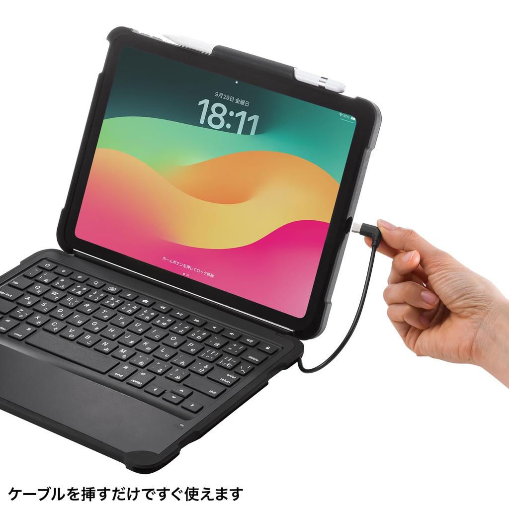 Sanwa Supply iPad 10th Generation Keyboard with Case Type C Cable Connection SKB-IP6BK