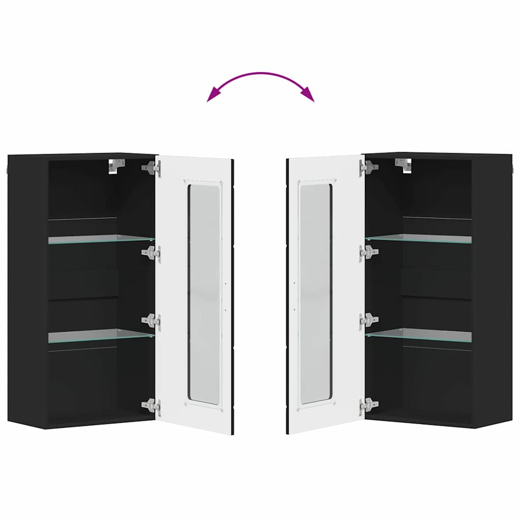 FLORIN 3 Piece TV Cabinet Set with Drawers Black Wood Based Material