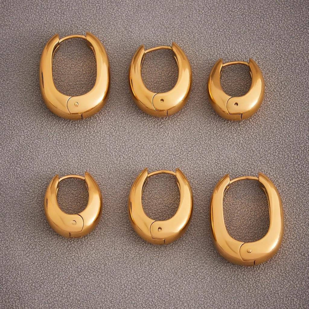 Oumeka Zweifarbige 18k Vergoldete U-förmige Edelstahl-Ohrringe