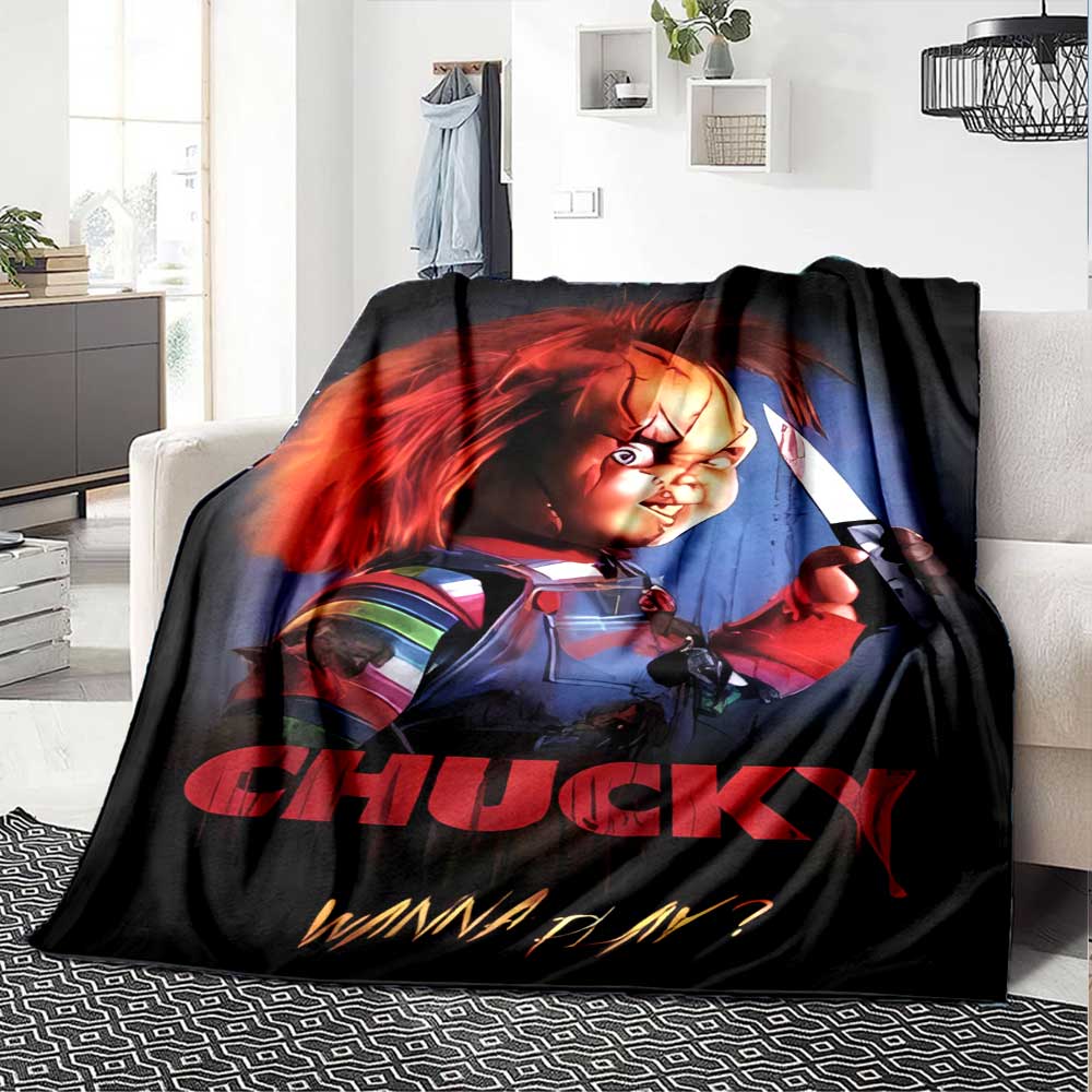 Horror Doll Scissors Blanket Soft Warm Cozy Throw For Picnics Sofa Couch Office Bed Picnics Playful Design Best Holiday Gift for Friends Y9