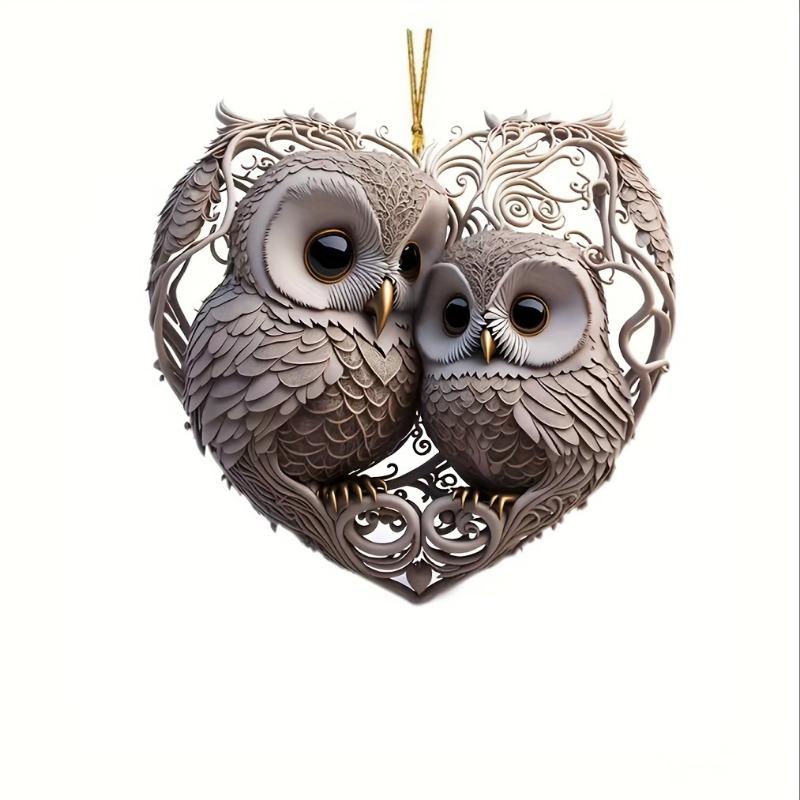 Love Owl 2D Acrylic Valentine's Day Decoration Pendant Suitable for Room Home Window Decoration Pendant Holiday Party Decoration CDN