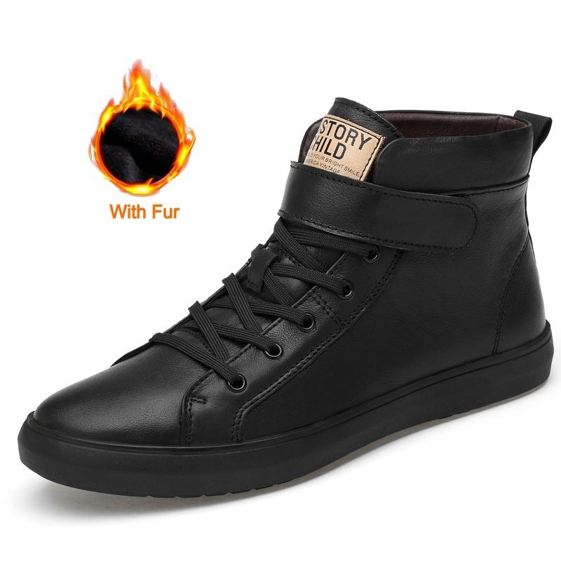 

Brand Man Winter Chelsea Ankle Boots Fur Warm Genuine Leather Designer Walking Shoes Dress Boot Outdoor Antiskid Walking Shoes 45