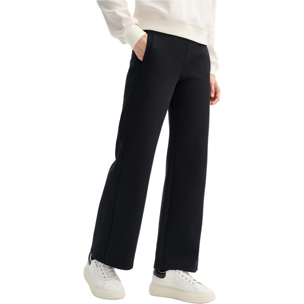 Fila White Series Versatile Loose Knit Straight Leg Casual Pants Women Bottoms Black F11W513606F-BK
