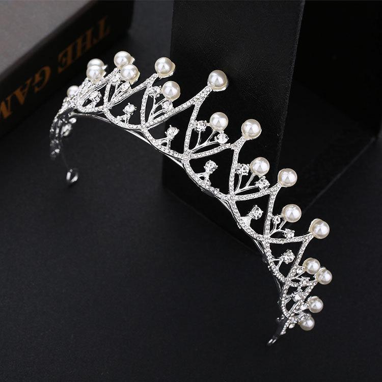 Crown Tiara for Adult Brides Elegant Wedding Crown  New Korean Wedding Accessories  Princess Birthday Headband