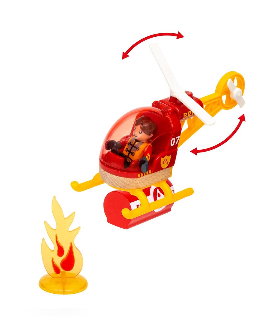 BRIO WORLD Rescue Team Set 36025 [44 Pieces] for Ages 3 and Up (Electric Train Toy with Wooden Tracks) Red, Green, Blue, and Yellow