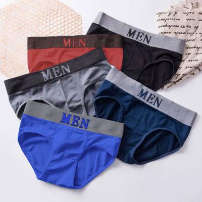 Cuecas masculinas cintura média sem costura carta impressão cintura elástica macio respirável anti-séptico elástico fino secagem rápida cuecas masculinas