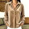 Women's Fashion Casual Spring Autumn Solid Color Print Long Sleeve POLO Neck Blouses & Shirts
