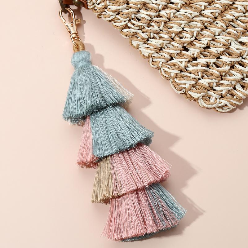 Bohemian Multicolor Handmade Layered Tassel Keychain Simple Key Ring Fit Women Girls Handbag Accessorie Jewelry Gift