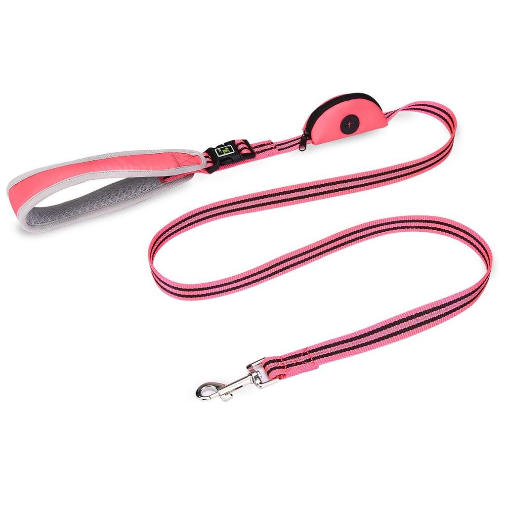 Reflective Nylon Dog Leash With Dog Poop Bag Dispenser Multifunctional Pet Leash for dogs Removable Handle Pet Dog Leads