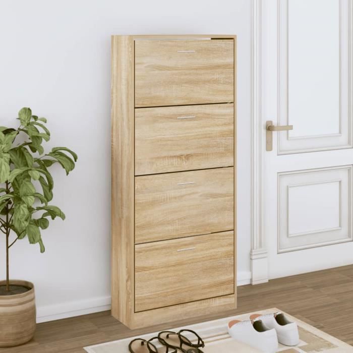 VidaXL Armoire à chaussures Chêne sonoma 63x24x147cm Bois d'ingénierie 342543