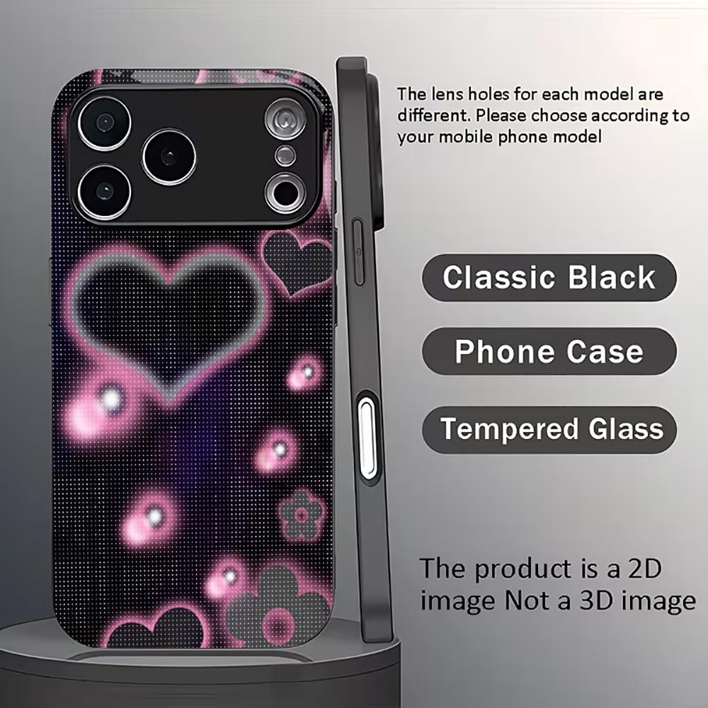 Pink Neon Heart & Dot Pattern Glass phone case mobile phones for iphone 17 pro max cover for iPhone 17 16 15 14 13 12pm Pro Plus