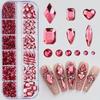 3D Nail Art Rhinestones 12-Grid Super-Shiny Flatback Rhinestones Decorative Nail Art Adhesive Multiple Shapes Diy Nail Designs