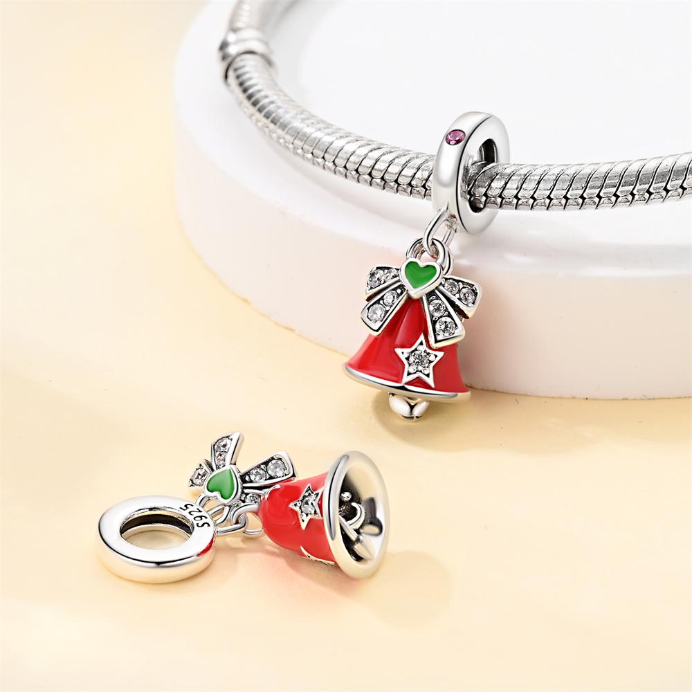 Authentic copper Charm Bead Charms Luxury Red Bell Pendant Bead Charms Compatible With Bracelets Diy Women Making Delicate Gift Jewellery