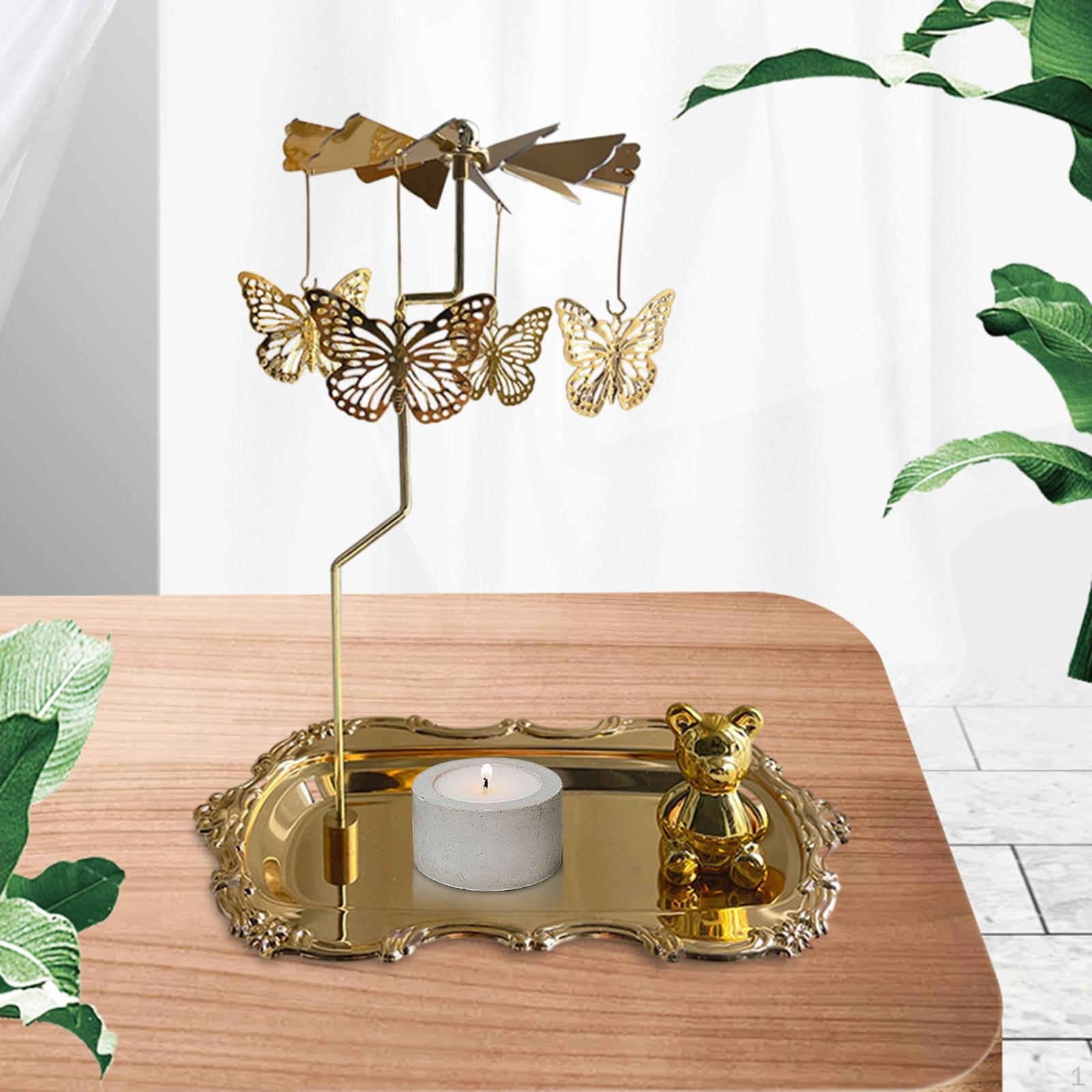 Рождественский вращающийся подсвечник, вращающийся романтический ретро-подсвечник с орнаментом gold Butterfly