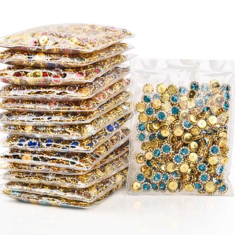 Sun Flower Claw Diamond, Glass Flower-Shaped Rhinestone Buckle Hand Seam Diamond, Round Flower Plate Grab Diamond Diy Jewelry Button Decoration