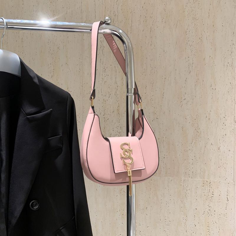 

Ретро сумка через плечо подмышкой лето 2025 модная сумка-мессенджер через плечо женская сумка-луна розовый