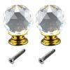2Pcs 30mm Ball Shaped Crystal Glass Zinc Alloy Base Pull Handle Knob for Cabinet