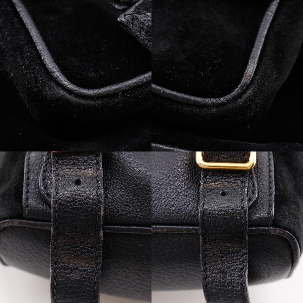 GUCCI Bamboo Backpack Daypack Old Gucci black Suede Women Used