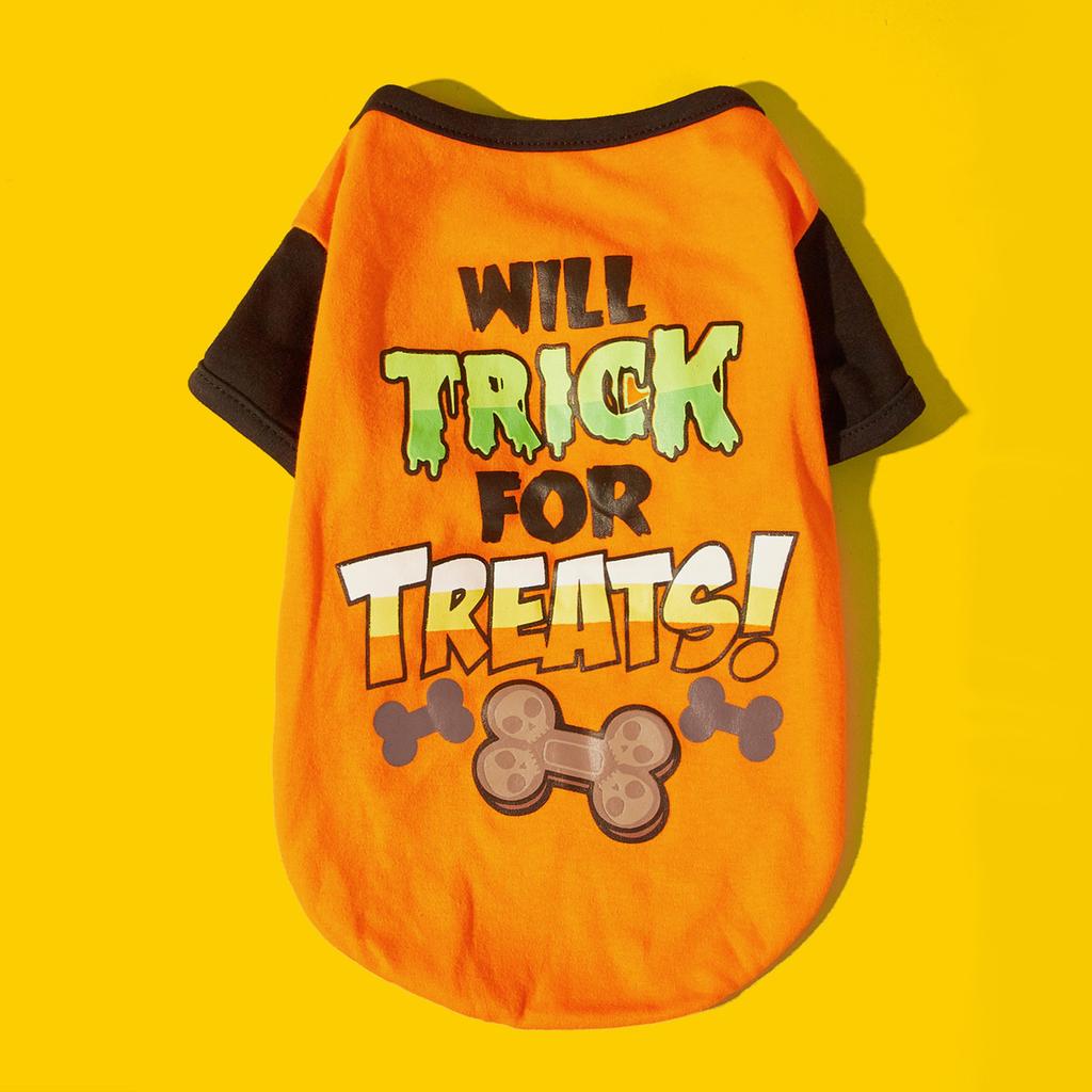 Trick or Trick Print Halloween Dog Shirt Halloween Dog Clothess Pet Costume Printed Funny Dog Apparel Halloween Party Cosplay S
