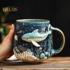 Octopus Coffee Mug 3D Sea Turtles Mermaids Whales Dolphin Water Cup for Sea Lovers Handmade Ocean Creature Statue Cup Gifts for Ocean Enthusiasts