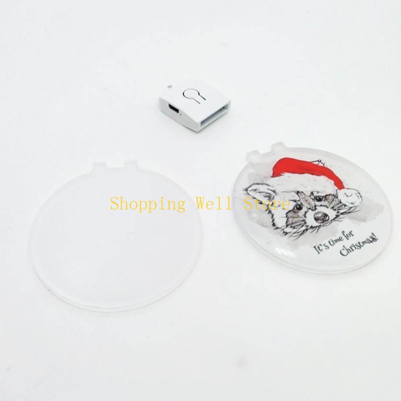 KX4B Clear Round Acrylic Sublimation Ornament Blanks with LED Light DIY Christmas Decor