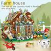 Lustige 899 Stück Mini Stadt Freund Bauernhaus Bausteine Windmühle Architektur Steine Figur Lernspielzeug für Kinder Geschenke