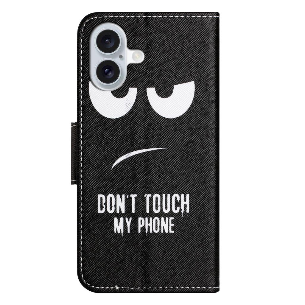 For iPhone 16 Plus Case Pattern Printing Cross Texture Phone Leather Cover