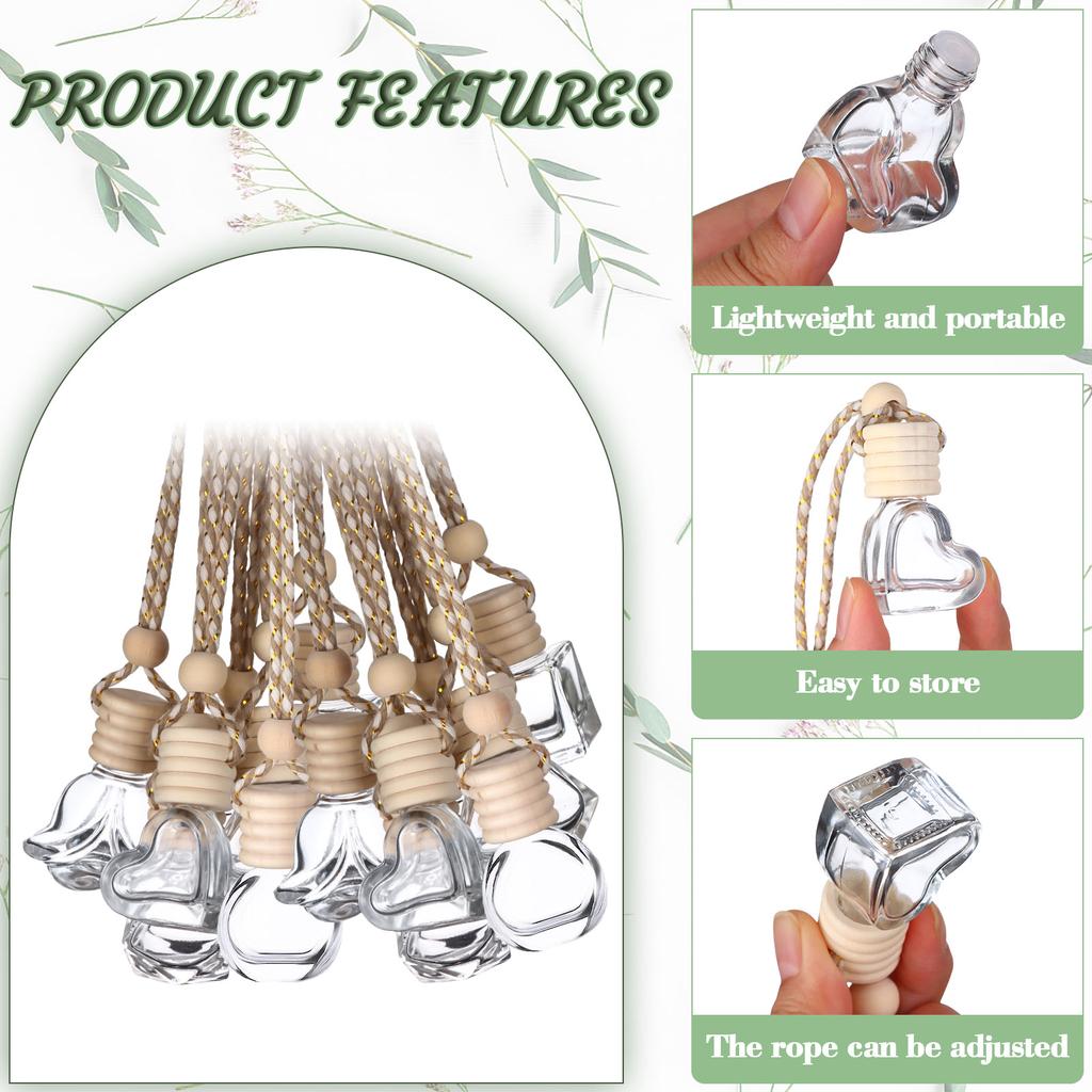 50 Stück 8 ml & 6 ml Hängender Auto-Lufterfrischer Diffusor Leeres Klares Glas Ätherisches Diffusoröl Aromatherapie Duft Parfüm Anhänger