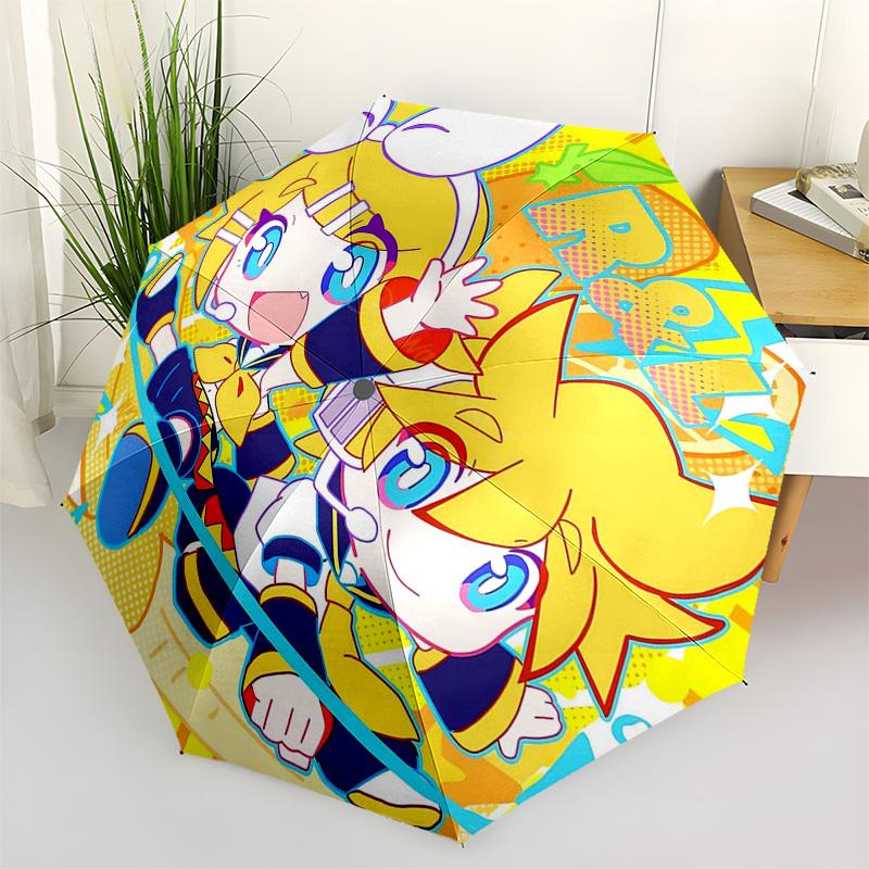 

1pc Rainbow Chibi Characters Outdoor Umbrella - Automatic Opening/Closing, Portable 3-Fold Design, 8-Bone Iron Frame, Perfect Gift for Fans, Trav