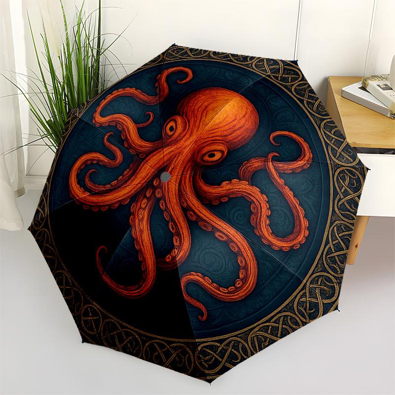

Octopus Art Print: Sea Life Wall DecorUmbrella, Portable 3-Fold Compact Umbrella for Men & Women Gift