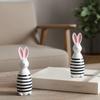 Wooden Bunnies Figurine Easter Rabbit Statue Indoor Easter Decoration Modern Art Spring Home Decors,Bunnies Sculpture