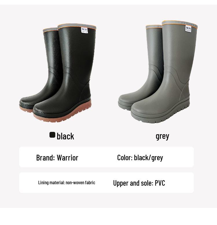 Botas de Chuva Impermeáveis Antiderrapantes de Cano Alto Warrior para Homens, para Trabalho, Pesca e Equitação