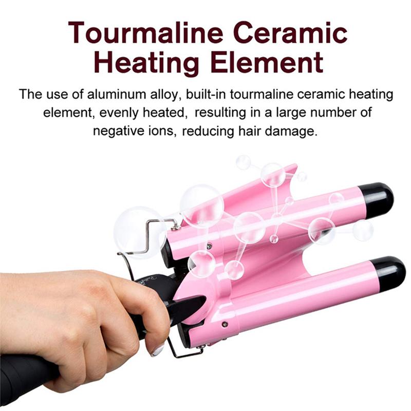 New PTC Instant Heating 3 Barrels Curling Iron Professional Hair Crimper Wand Suitable for All Hair Types Hair Curler