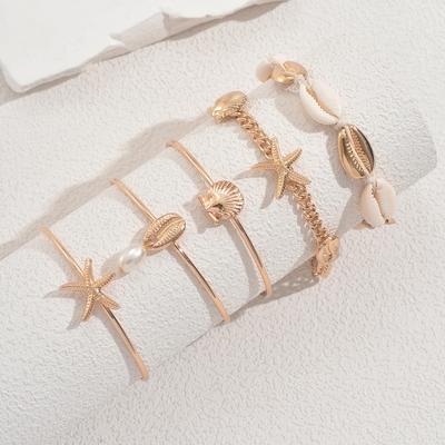New Ocean Wind Ladies Bracelet Versatile Inlaid Shell Starfish Design Combination Bracelet Beach Party Jewelry