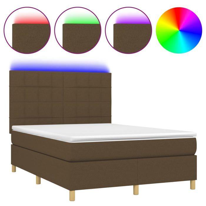 VidaXL Bed Slatted Base with Mattress and LED, Upholstered Bed, Double Bed, Adult Bed for Interior Bedroom, 3135440