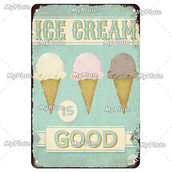 [MyPlate]Ice Coffee Metal Sign Vintage Plaque Tin Sign Kitchen Decor For Bar Sign Club Decoration Man Cave Plate Tea Poster