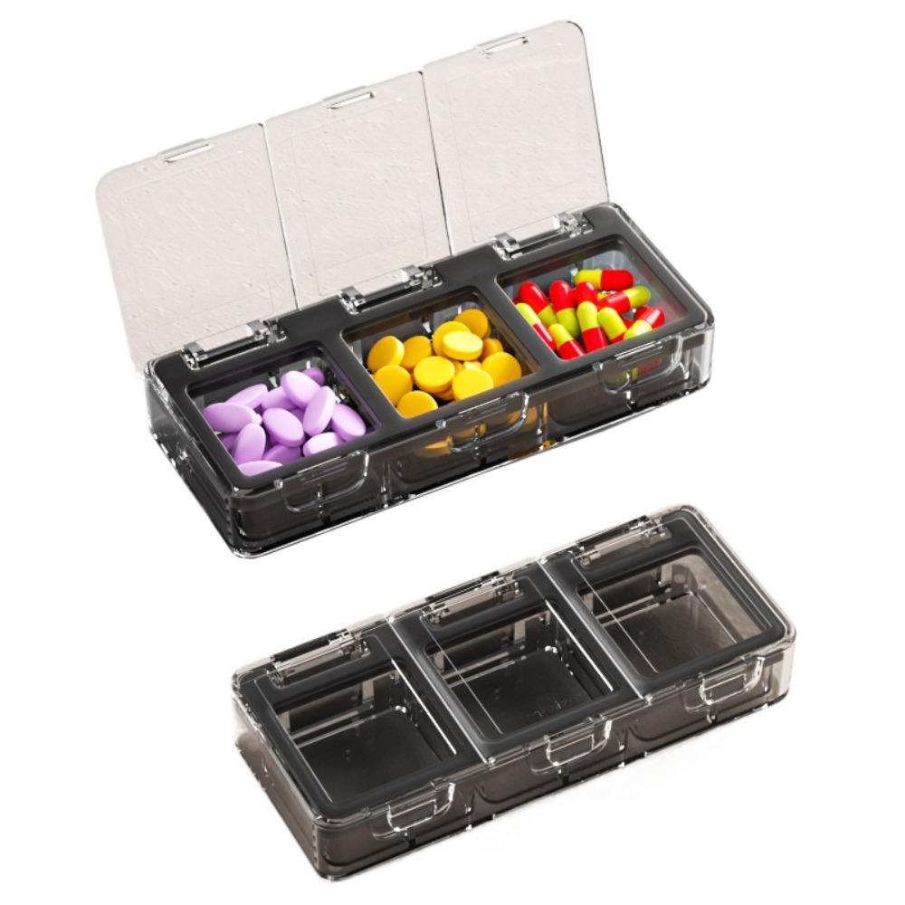 Large Capacity Portable Pill Box Waterproof Food-Grade Sealed Pill Dispenser Moisture-Proof Transparent Travel Medicine Case