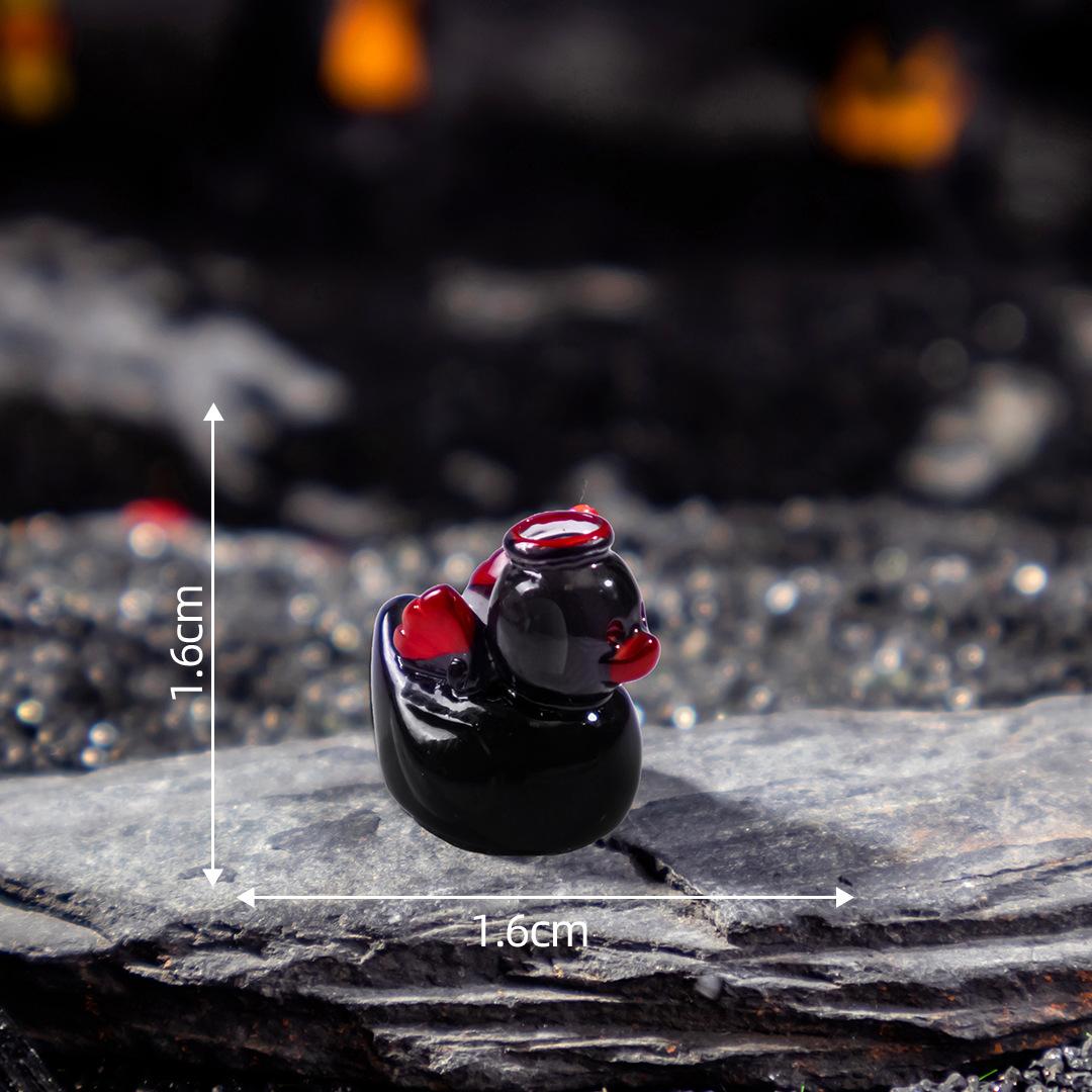 Creative Devil Duck Halloween Micro Landscape Miniature Demon Duck with Horns Desk Decorative Figurines DIY Accessories