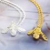 High Quality Hip Hop Fashion Simple Design Copper Golden Bee Women's Pendant Necklace for Commuter Accessories